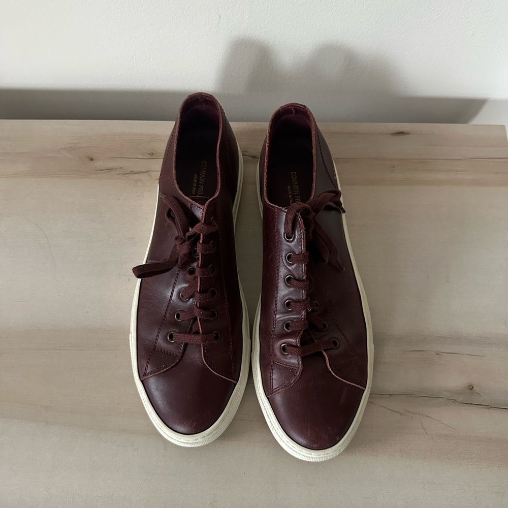 Common Projects Men's Achilles Low-Top Burgundy Sneakers